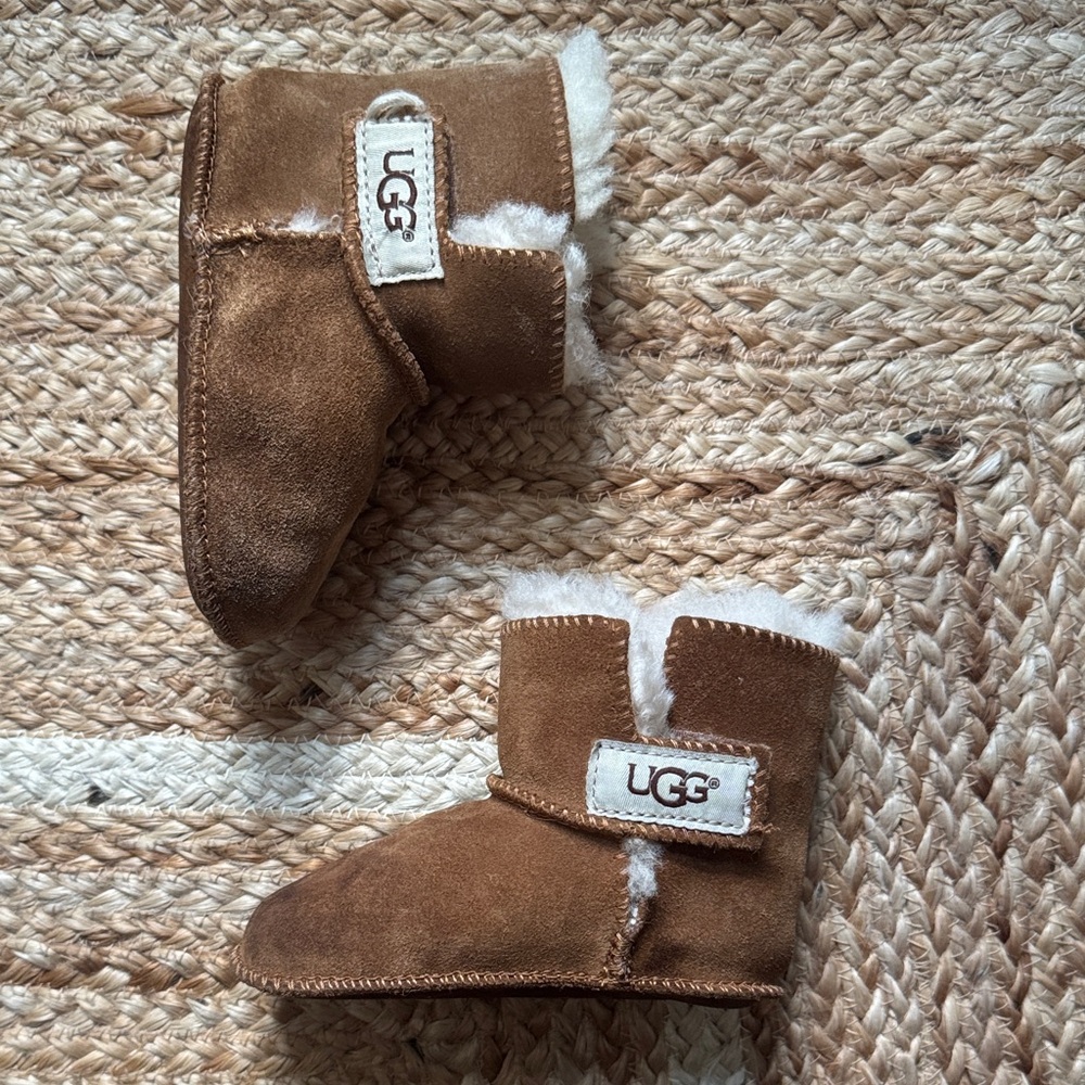 UGG Tan Baby Booties with White Lining